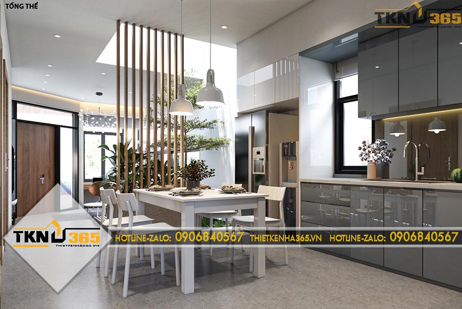 Thiết kế nội thất có giếng trời thu tối đa ánh sáng tự nhiên cho chị Mẫn ở Phong Điền Cần Thơ