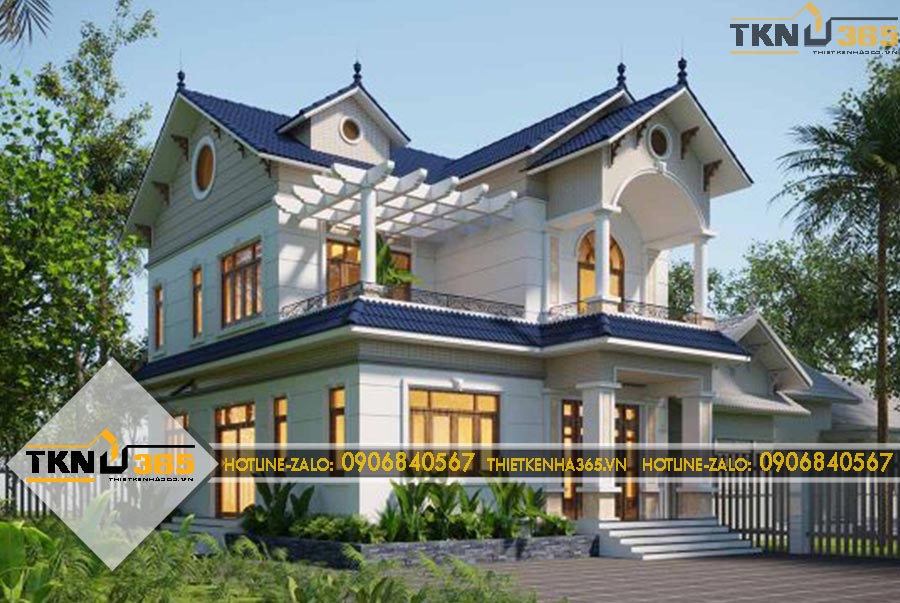 Thiết kế biệt thự 2 tầng có sân vườn 9x12m cho chị Bông ở Long Thành