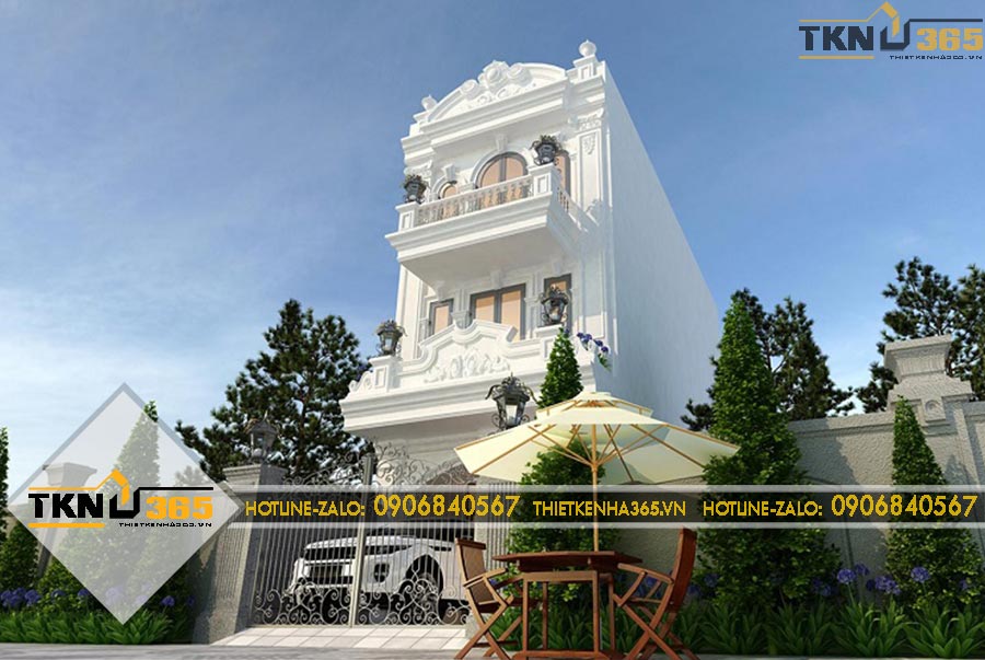 Thiết kế nhà phố 3 tầng tân cổ điển 5x17m cho chị Chi ở Quận 2