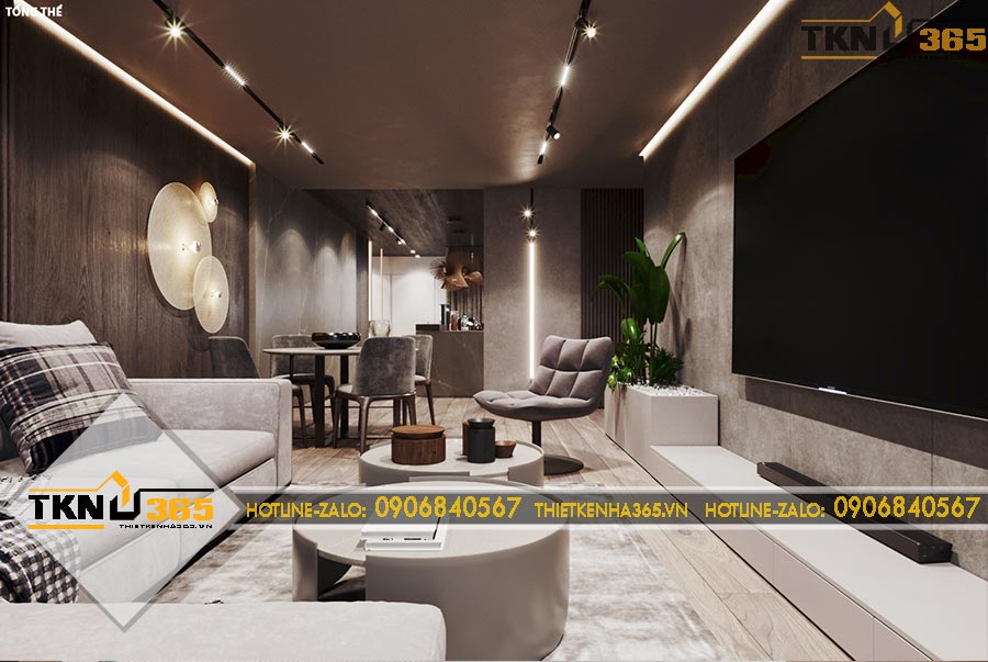 Thiết kế nội thất tông màu nâu đậm cho anh Ngô ở quận 12