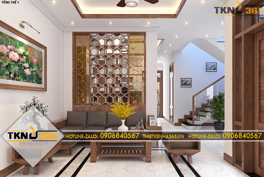 Thiết kế nội thất bán truyền thống cho chị Nga ở Dầu Giây