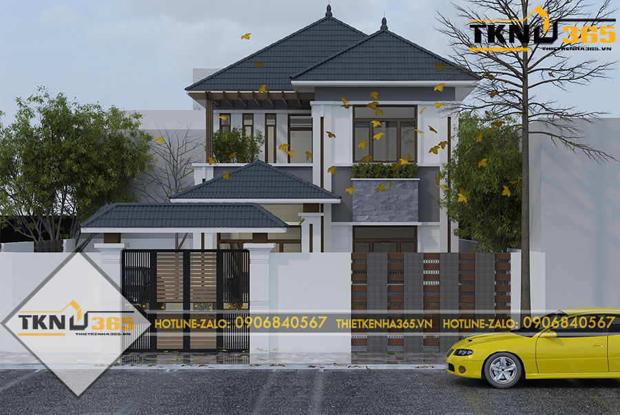 Thiết kế biệt thự 2 tầng đơn giản tinh tế 15x17m cho chị Hải ở Long An