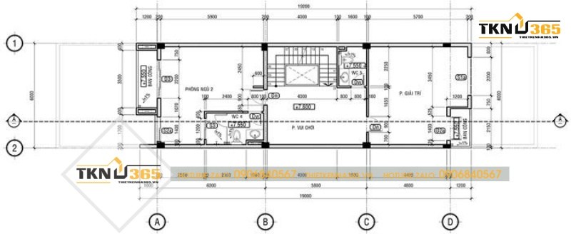 Bản vẽ công năng tầng 3 của nhà mặt tiền 6m đẹp