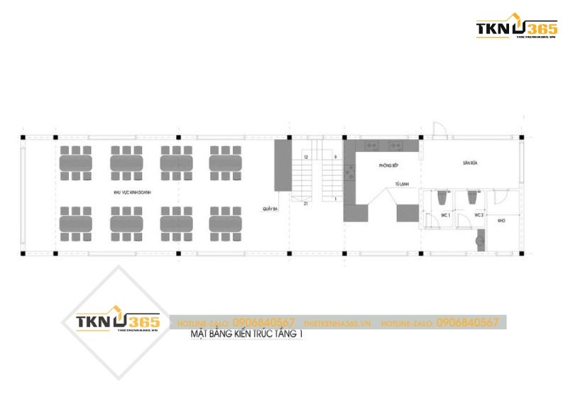 thiết kế nhà mặt tiền 6m