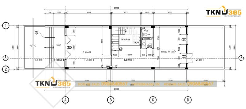 Bố trí công năng mặt bằng tầng 1 của nhà ống mặt tiền 6m