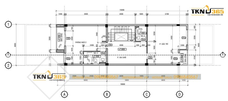 Bố trí công năng mặt bằng tầng 3 của nhà ống mặt tiền 6m