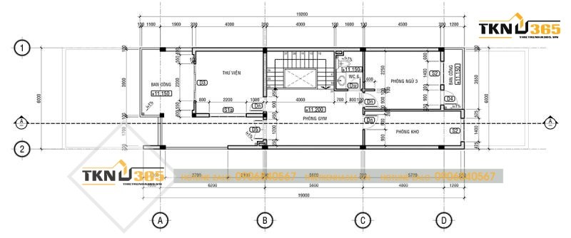 Bố trí công năng mặt bằng tầng 4 của nhà ống mặt tiền 6m