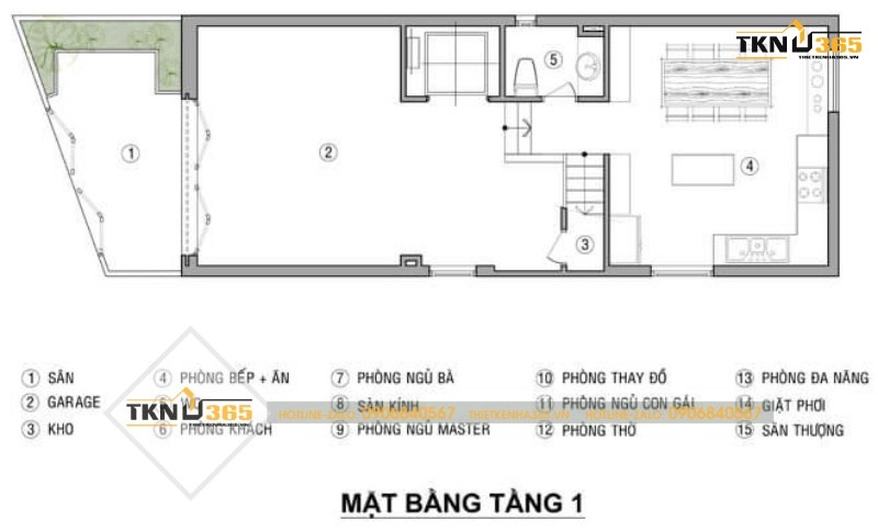 thiết kế nhà phố mặt tiền rộng 6m