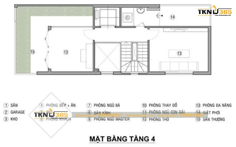 thiết kế nhà phố mặt tiền rộng 6m