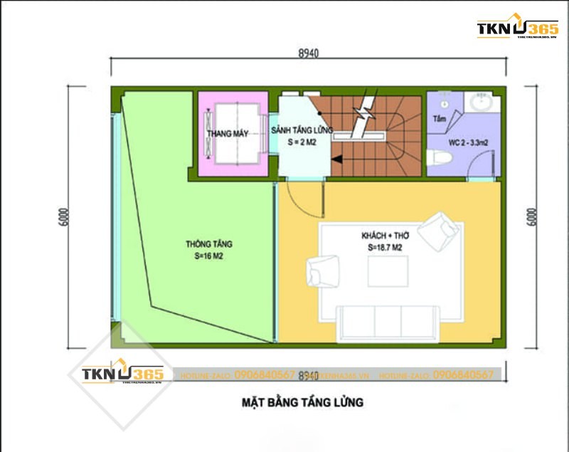 thiết kế nhà phố mặt tiền rộng 6m