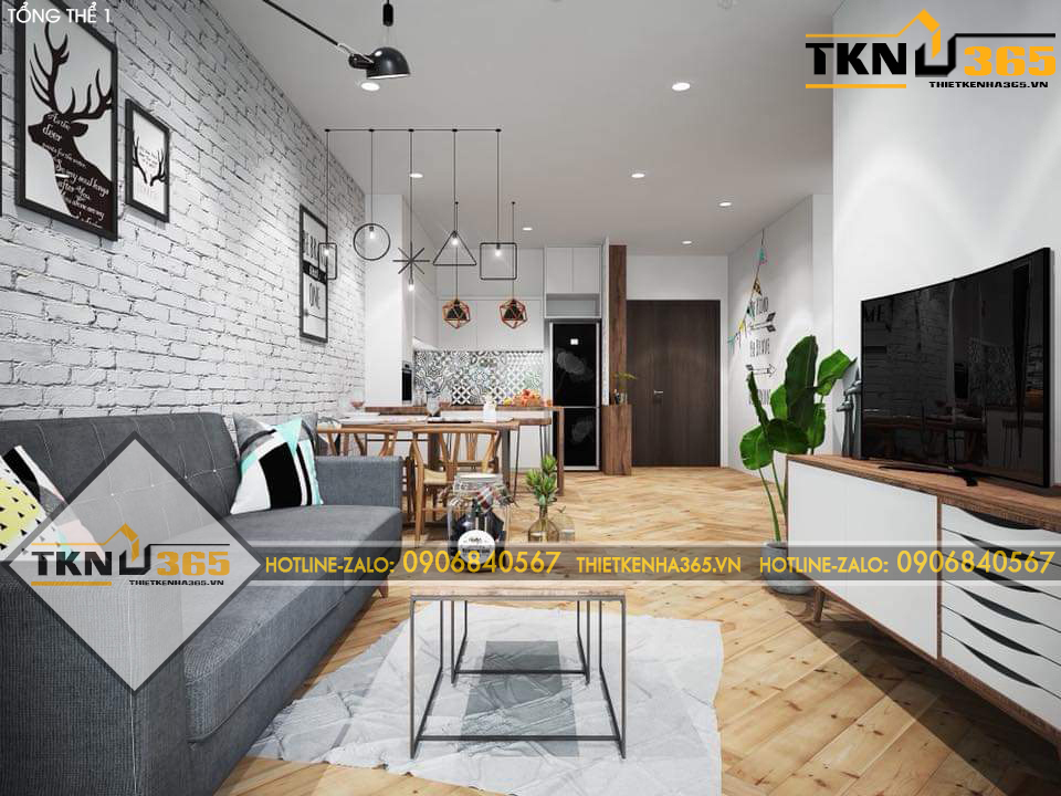 Thiết kế nội thất có sàn gỗ bắt mắt cho chị Thuỳ ở Tân Bình