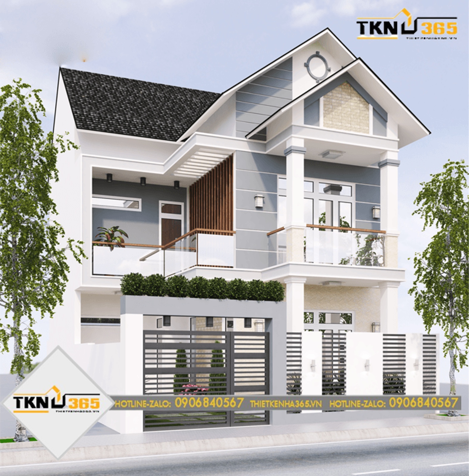 Bản vẽ nhà 2 tầng 4 phòng ngủ chữ L mái thái diện tích 110m2