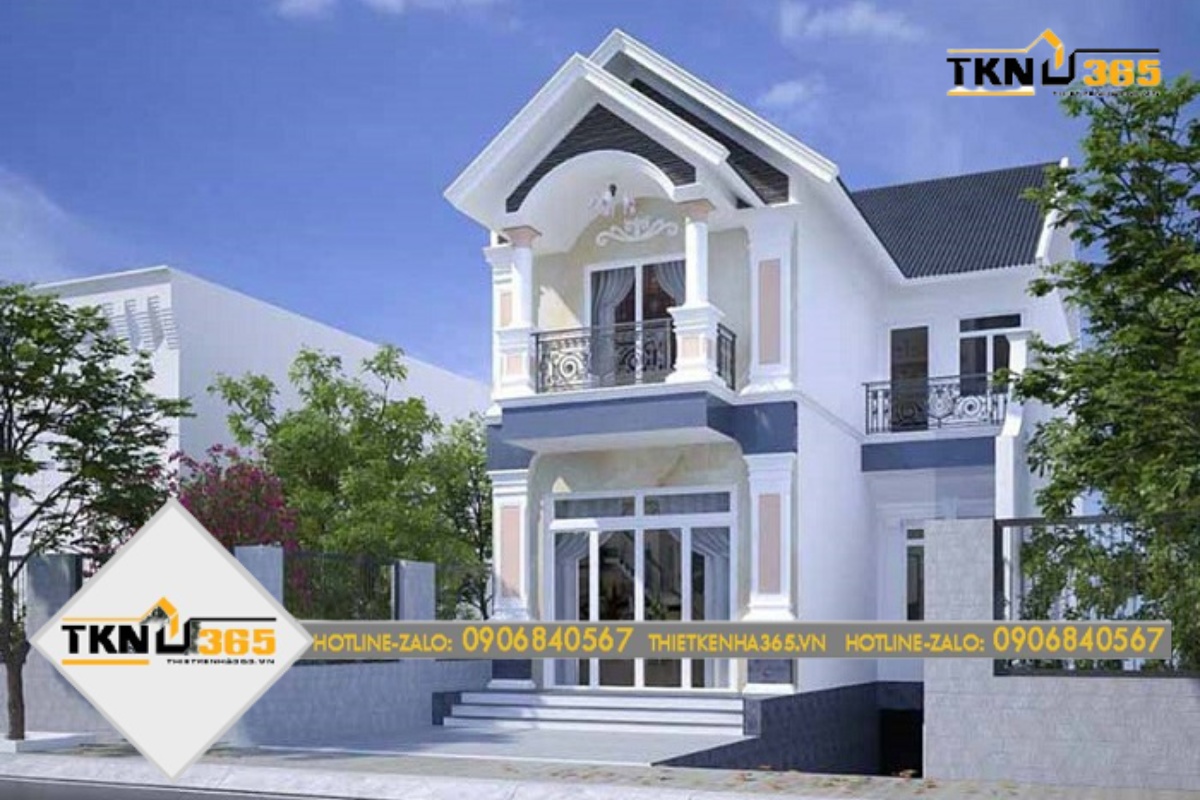 Bản vẽ thiết kế mẫu nhà 2 tầng 4 phòng ngủ hiện đại giá 500 triệu