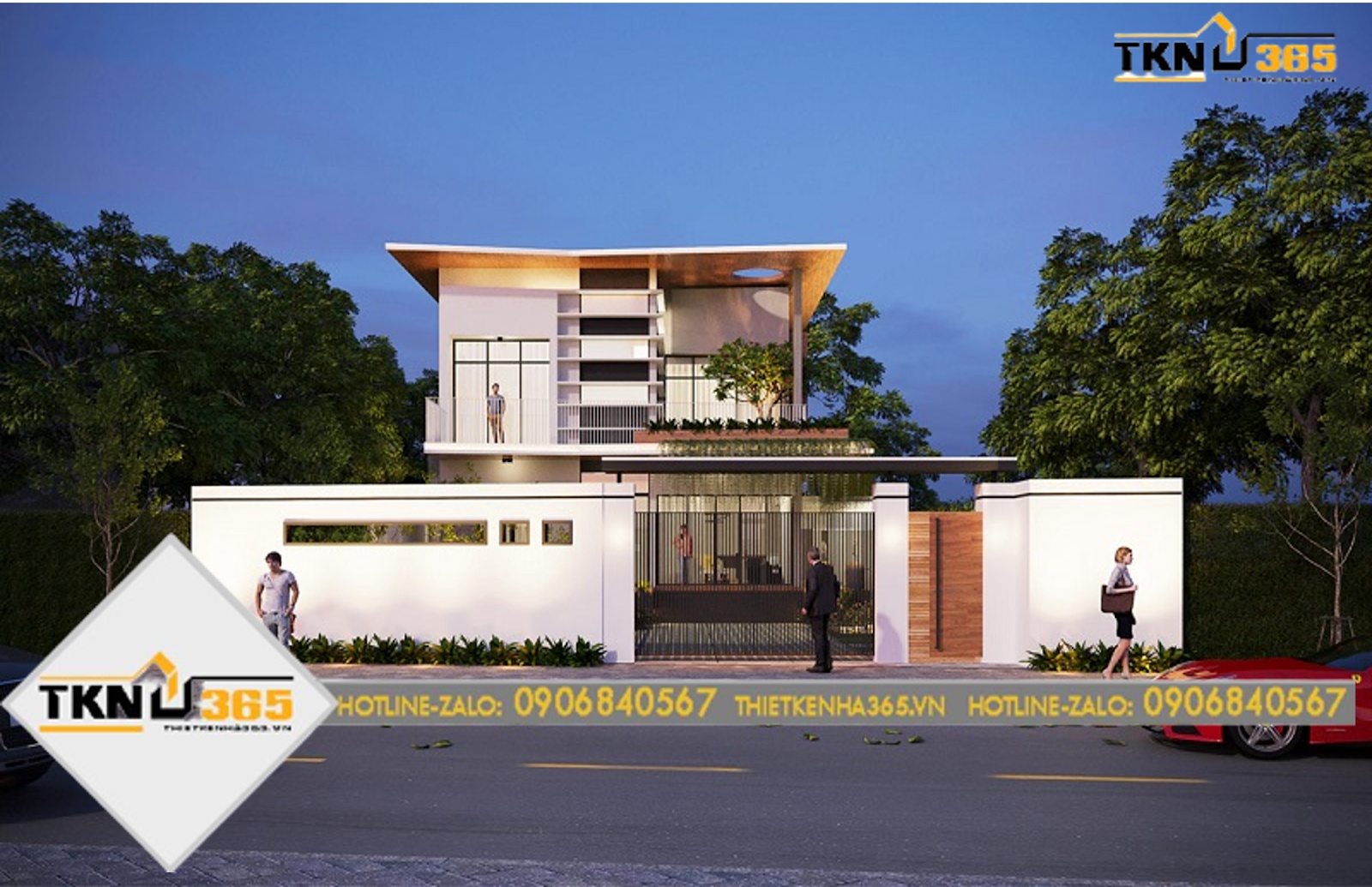 Mẫu thiết kế nhà 2 tầng 4 phòng ngủ có gara phong cách biệt thự