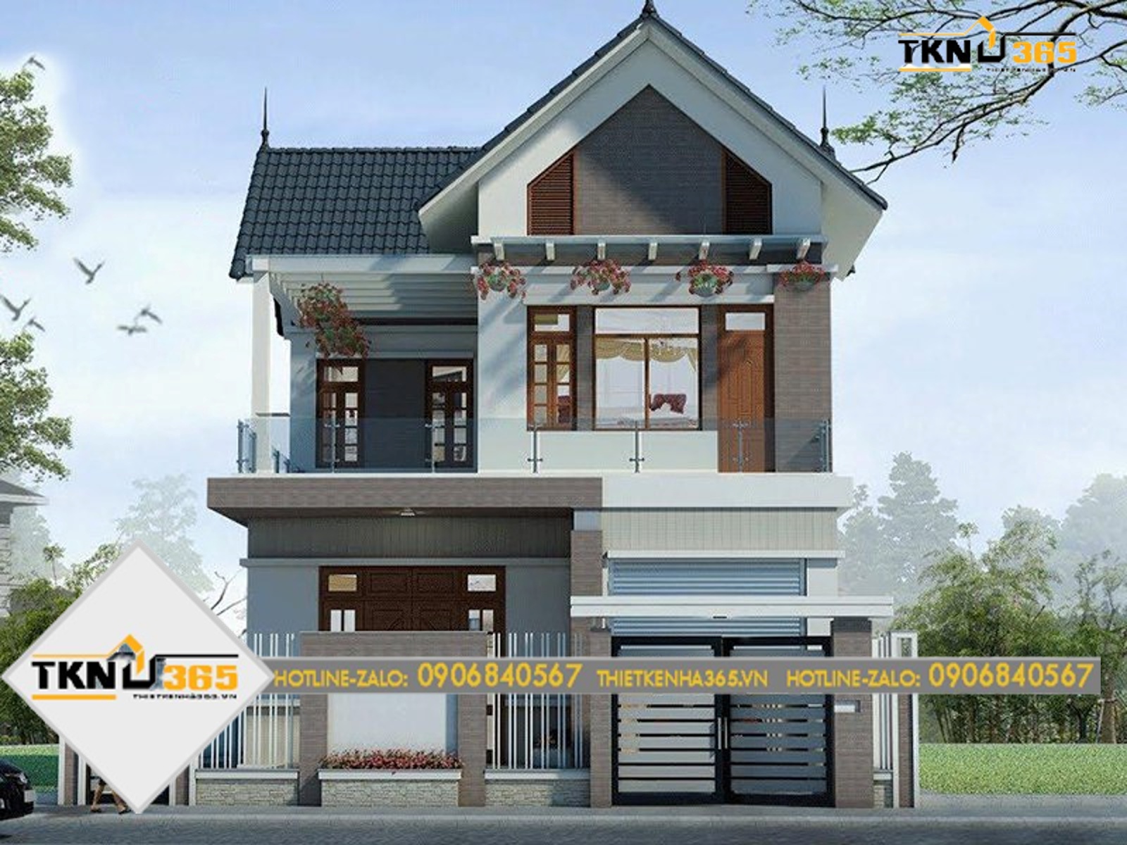 Hình ảnh mẫu nhà 2 tầng đẹp 4 phòng ngủ mái thái diện tích 100m2 xây nhiều năm 2023