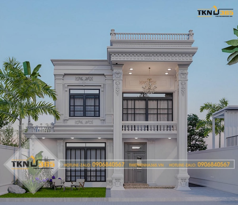 Mẫu thiết kế nhà 100m2 2 tầng 4 phòng ngủ