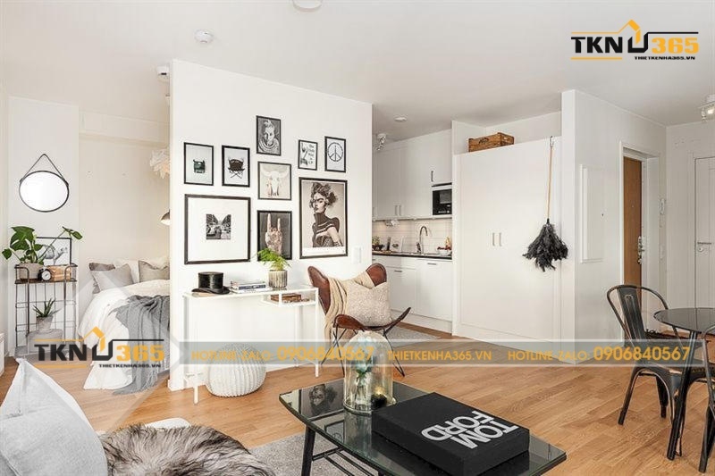 Mẫu thiết kế phòng ngủ 20m2 tone trắng chủ đạo