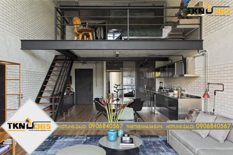 Mẫu kiến trúc nhà 20m2 có gác lửng cho gia đình đông người