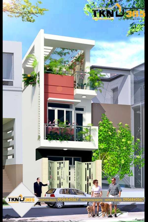 Mẫu thiết kế nhà 2 tầng 3 phòng ngủ 5x12m