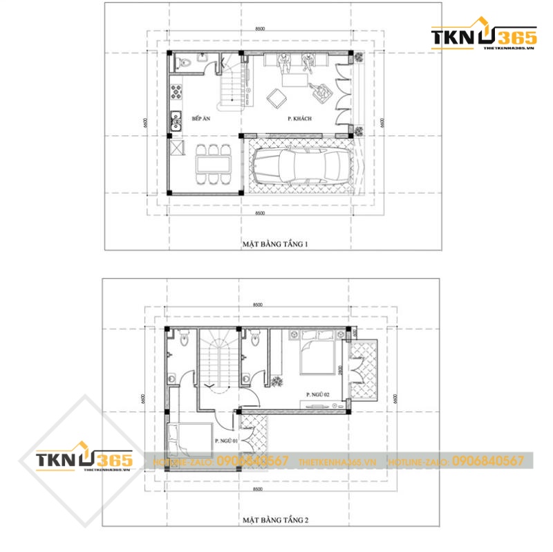 thiết kế nhà 2 tầng 50m2 đẹp