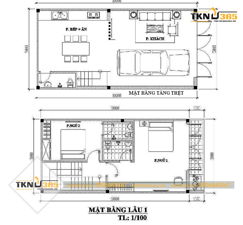 Mẫu nhà 2 tầng 50m2