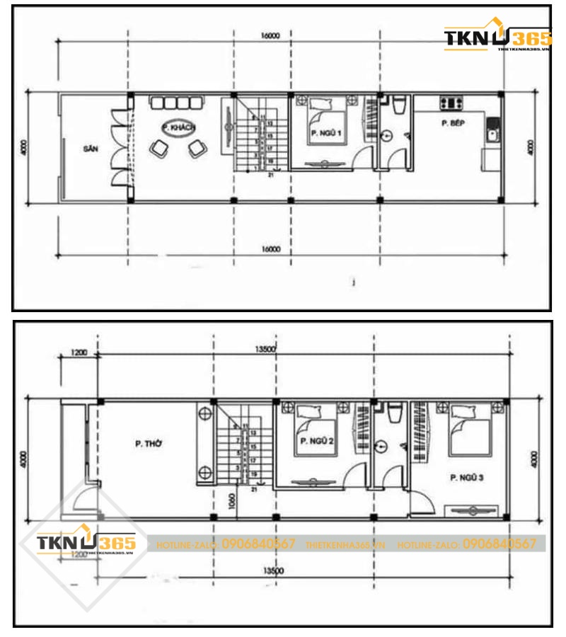 thiết kế nhà ống 50m2 2 tầng