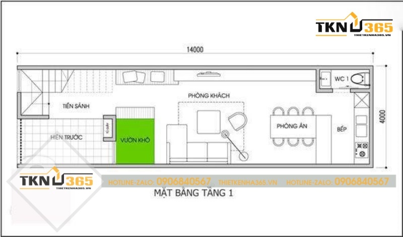 Bản vẽ công năng tầng 1 của ngôi nhà 2 tầng với chi phí rẻ