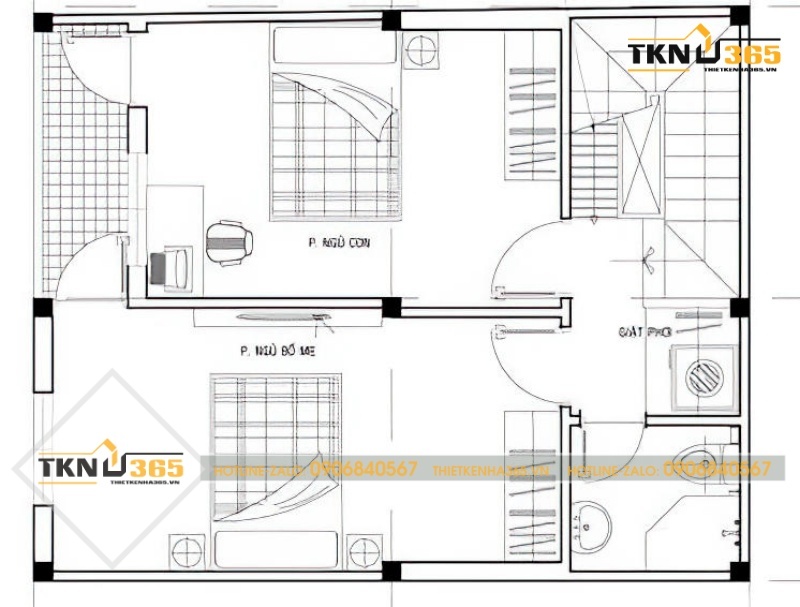 Thiết kế nhà 2 tầng 60m2