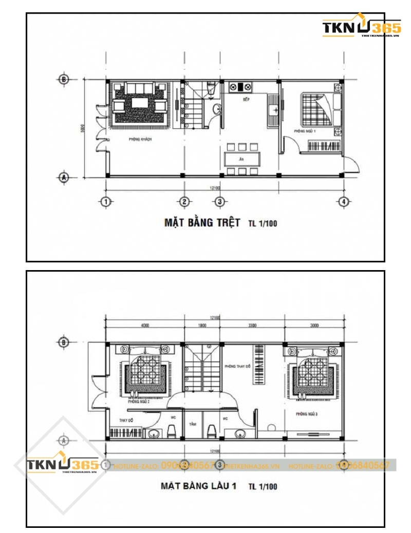 Thiết kế mặt bằng nhà diện tích 60m2