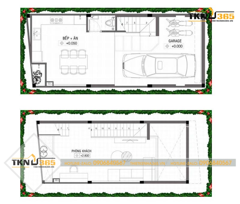 bản vẽ thiết kế nhà 3 tầng 5x10m