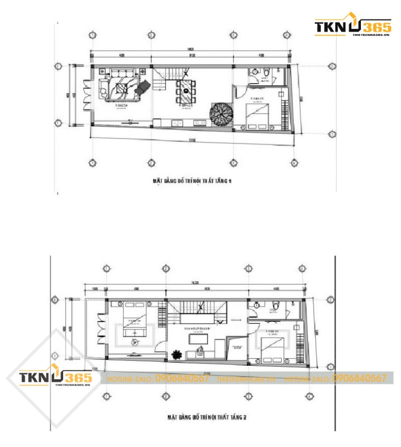 bản vẽ thiết kế nhà 3 tầng 5x10m