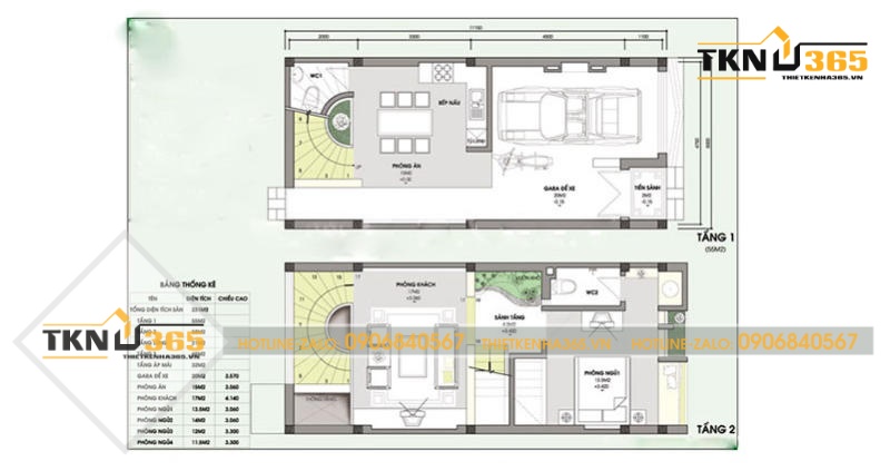 bản vẽ thiết kế nhà 3 tầng 5x10m