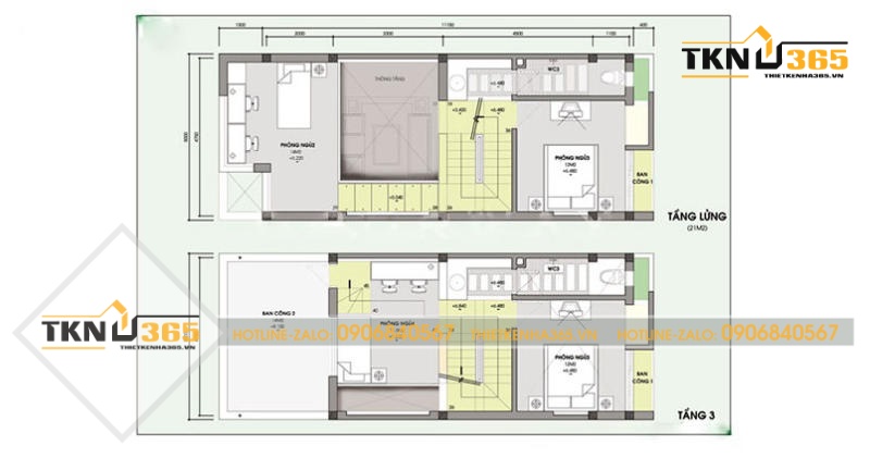 bản vẽ thiết kế nhà 3 tầng 5x10m