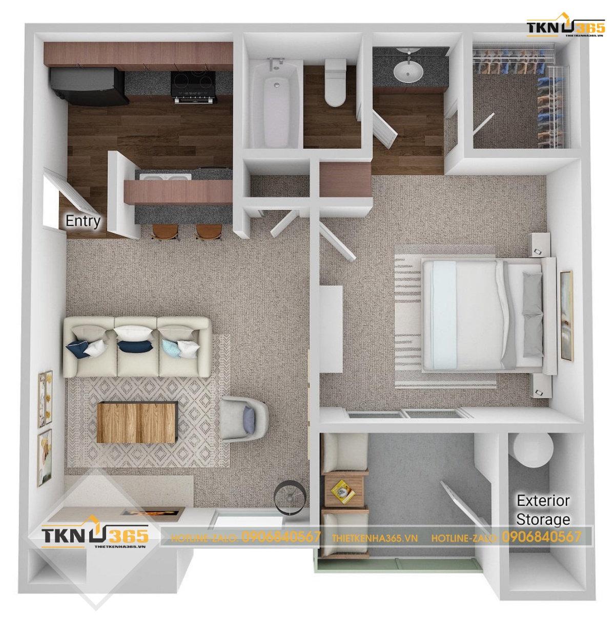 thiết kế nhà 40m2 1 tầng