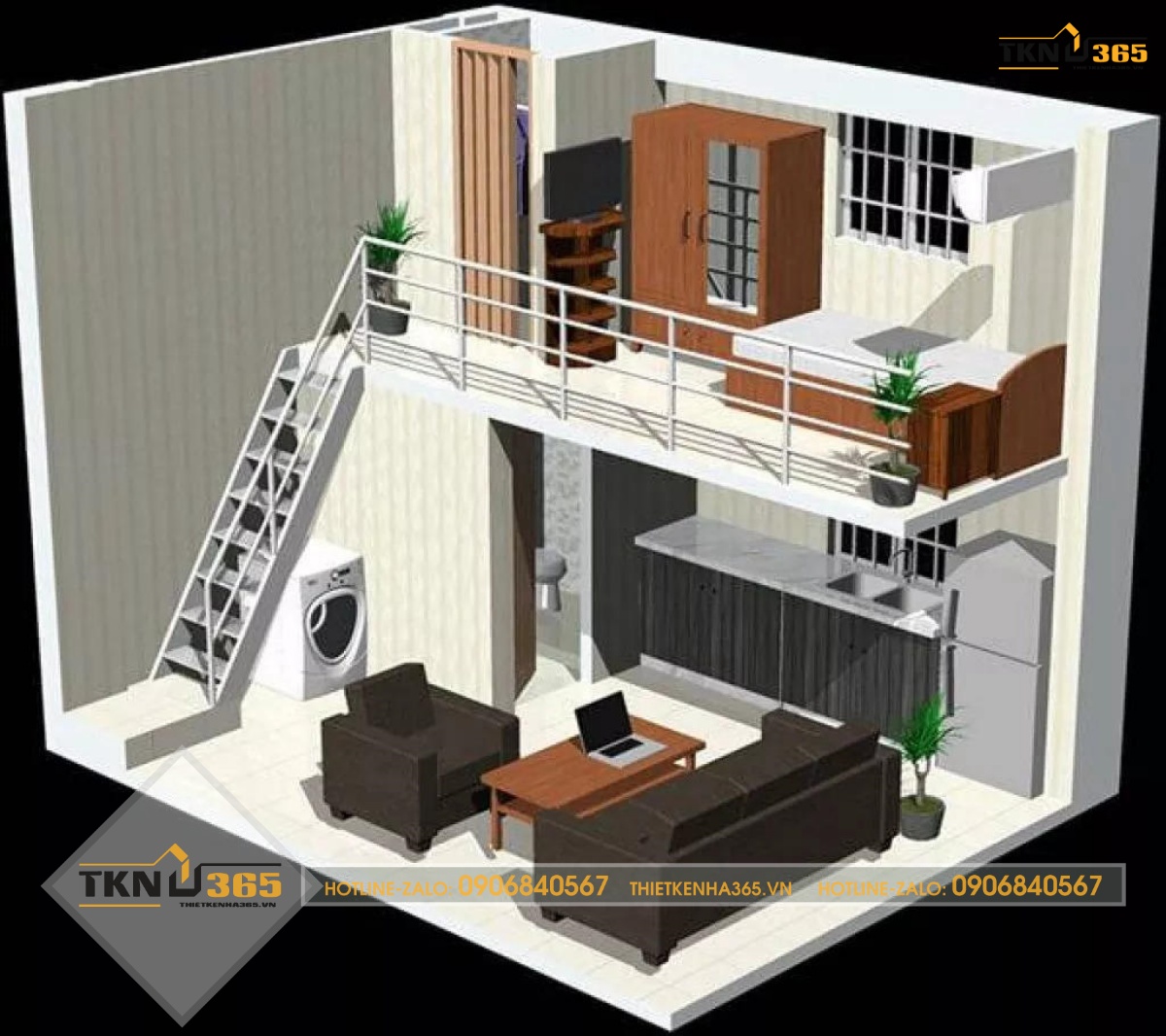 thiết kế nhà 40m2 1 tầng