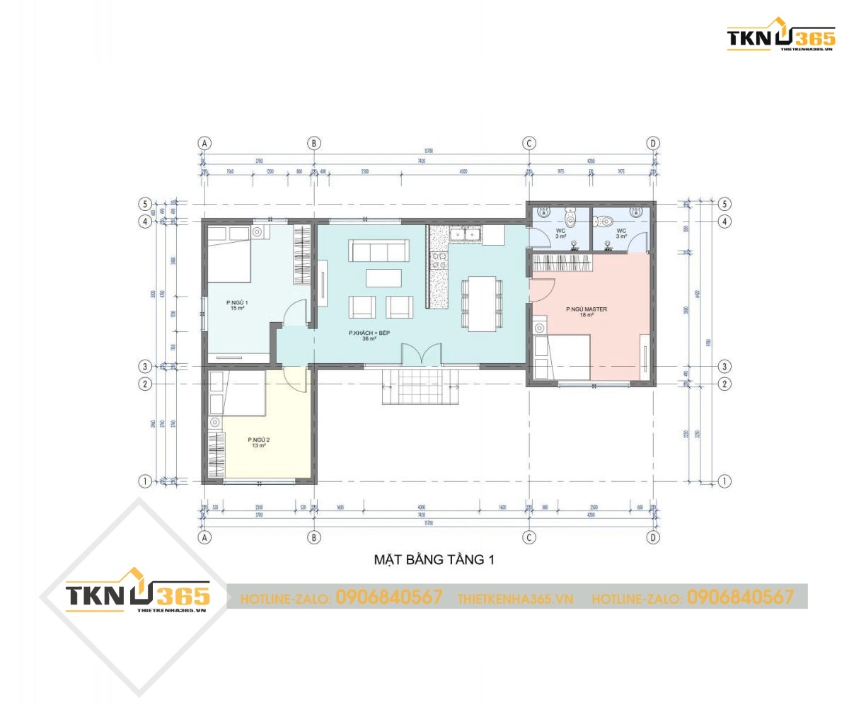 Thiết kế mặt bằng biệt thự 1 tầng kiểu Châu u