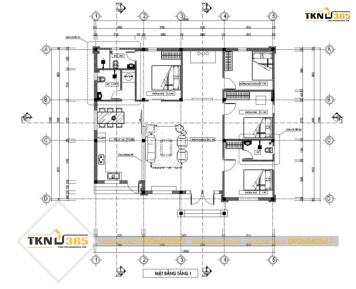 Bản vẽ thiết kế mặt bằng nhà 10x11m đẹp