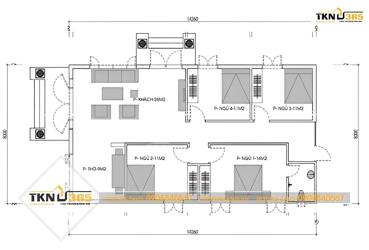 bản vẽ thiết kế nhà 1 tầng