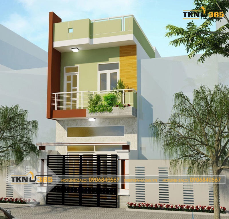 Mẫu thiết kế nhà ống 2 tầng 40m2 lệch tầng