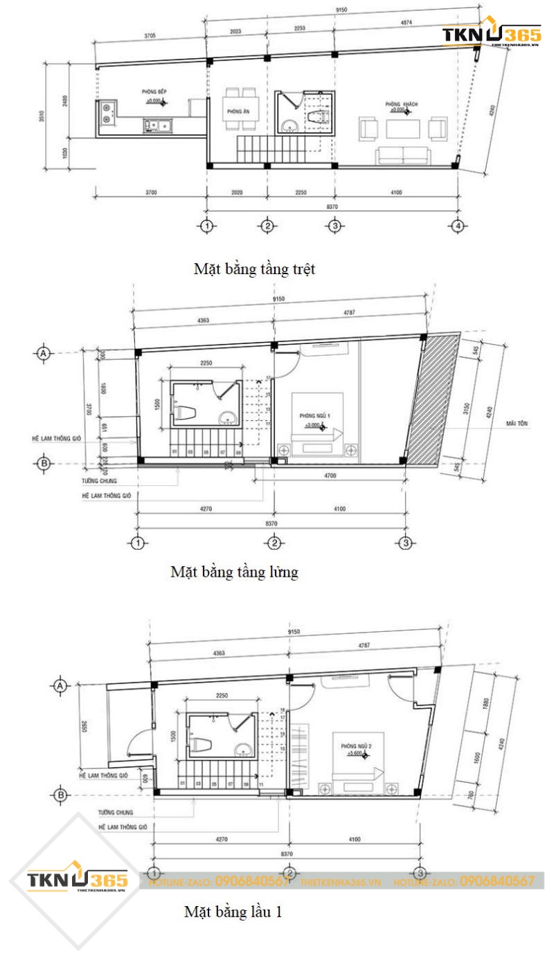 bản vẽ thiết kế nhà ống có tầng lửng