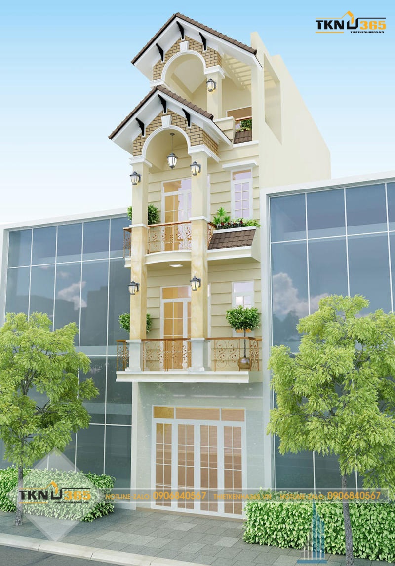 Mẫu nhà ống có gác lửng 4x16