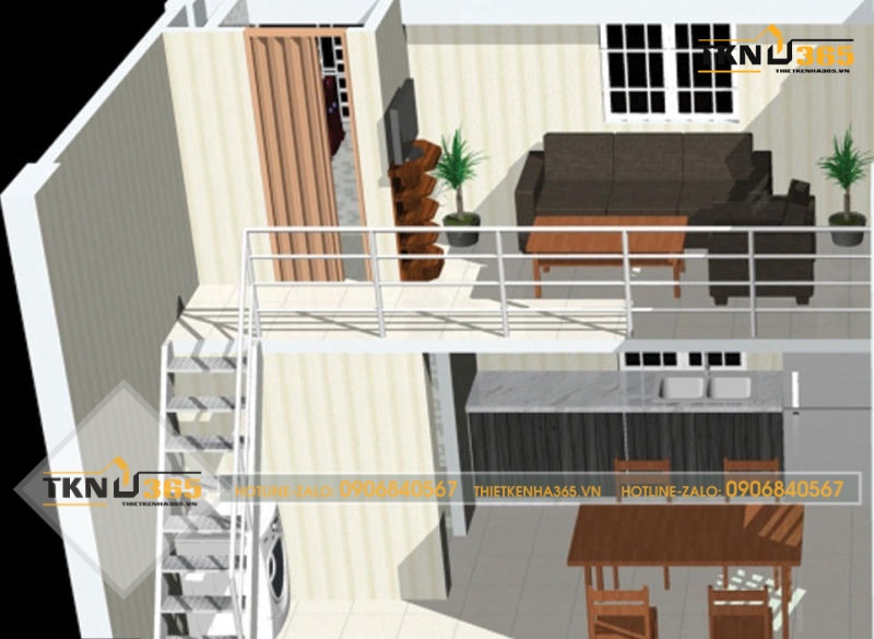 mẫu nhà ống có gác lửng đẹp