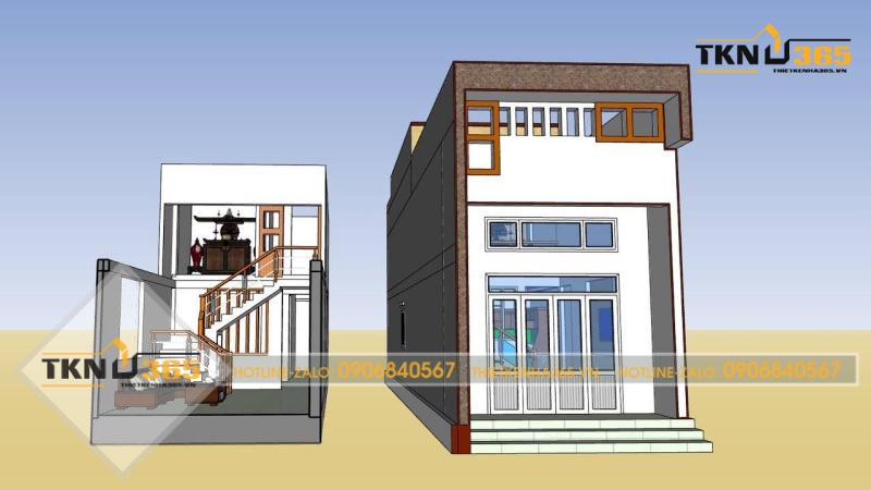 mẫu thiết kế nhà ống có gác lửng
