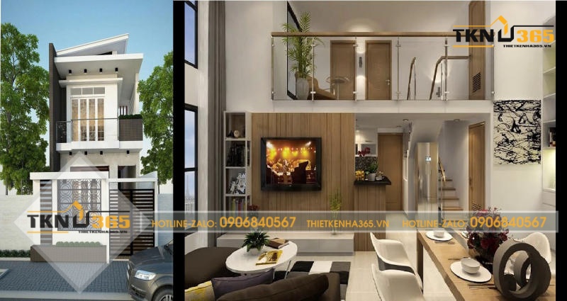 thiết kế nhà ống có gác lửng đẹp