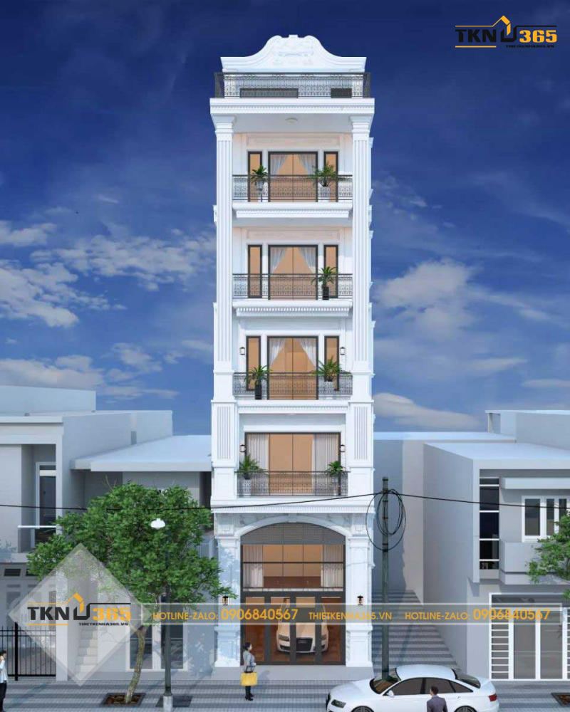 Nhà ống 5 tầng phong cách tân cổ điển