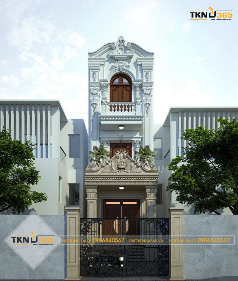 Mẫu nhà ống 3 tầng tân cổ điển