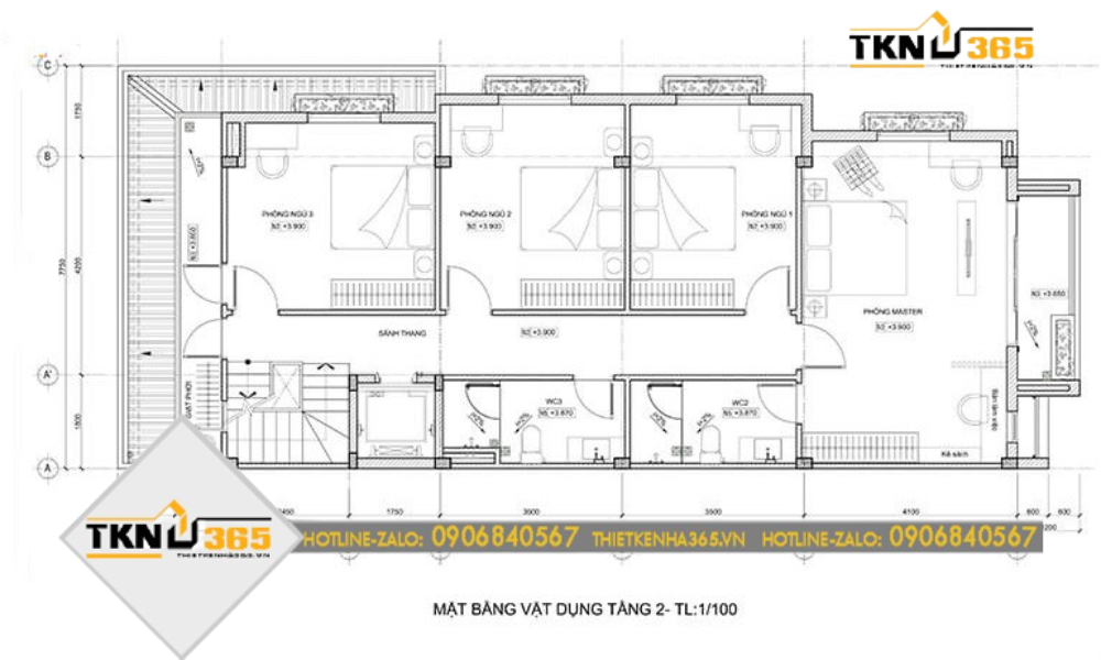 Mặt bằng tầng 1 nhà 4 tầng 2 mặt tiền kinh doanh