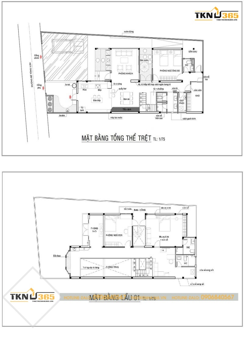 Mặt bằng công năng biệt thự Pháp mái thái 2 tầng tân cổ điển