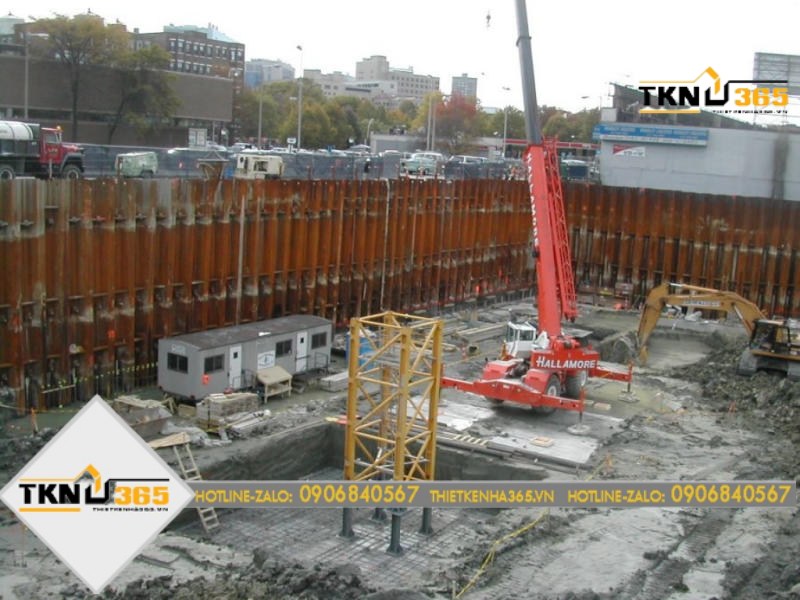 Thi công tầng hầm nhà phố bằng cừ Larsen