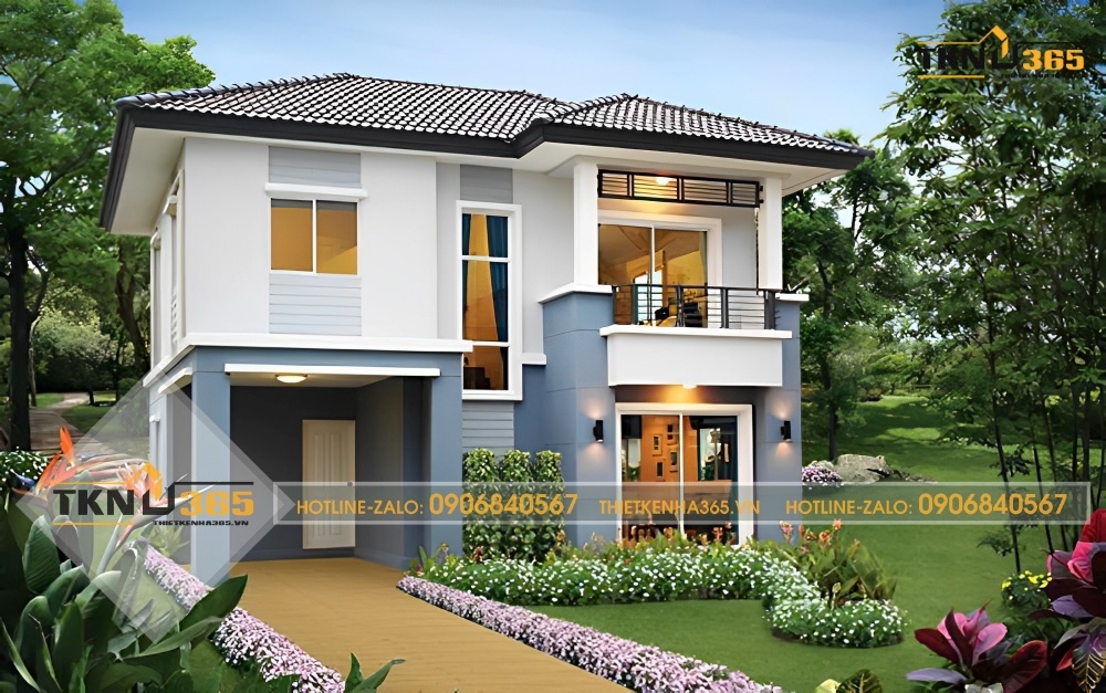 Mẫu nhà 2 tầng 400 triệu với khu vườn rộng mà ai cũng muốn có được